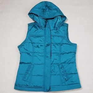 New York & Co. Aqua/ Blue Puffer Hooded Vest
